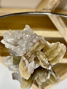 Yellow Fluorite w/ Barite and Druzy Quartz Specimen (YFLO 4)